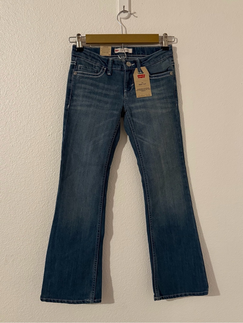 Levi’s 8 NWT Boot Cut Jeans Girl’s Regular Blue Denim Stretch Adjustable Waist